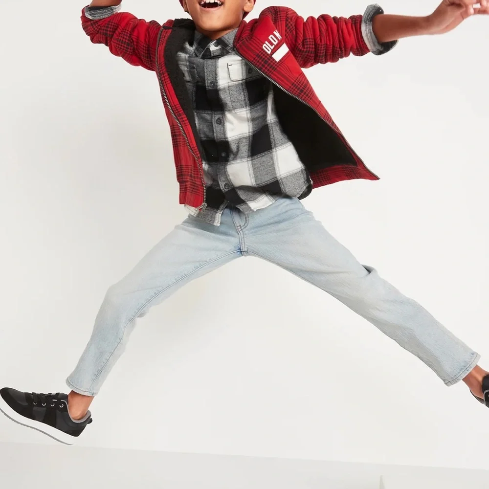 OLD NAVY Cozy Sherpa-Lined Logo-Graphic Zip Hoodie‎ for Boys